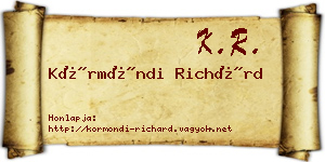 Körmöndi Richárd névjegykártya