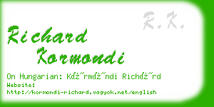 richard kormondi business card